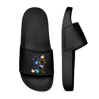 Chats, Chat, Printemps, Papillons, Enfants, Enfant - Claquettes Femme - noir - Devant