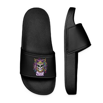 Mardi Gras - Carnival - Skull - Gift - Women’s Pool Sliders - black - Front