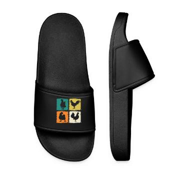 Chicken Rooster - Women’s Pool Sliders - black - Front