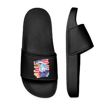 American flag with eagle - Women’s Pool Sliders - black - Front