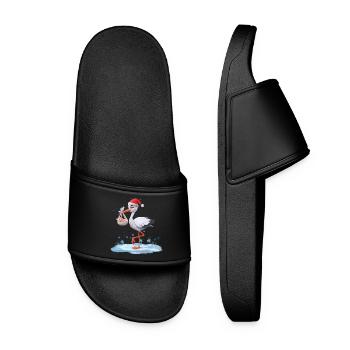 Christmas Stork With Baby Birth Christmas Joy - Women’s Pool Sliders - black - Front