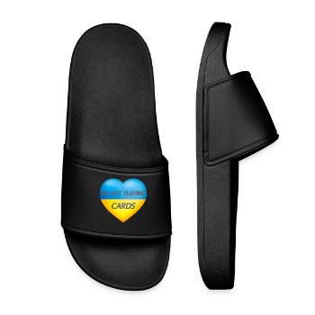 I'M NOT PLAYING CARDS – UKRAINE HERZ - Frauen Badelatschen - Schwarz - Vorne