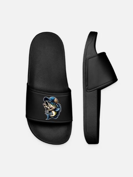 Fishing Fish With Cap Fish Hook - Women’s Pool Sliders - black