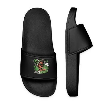 St. Patrick's Day Kiss Me I'm Irish Design - Frauen Badelatschen - Schwarz - Vorne
