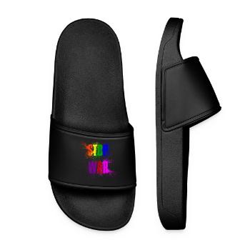 STOP WAR – NO WAR - PEACE in rainbow colours - Women’s Pool Sliders - black - Front