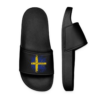Schwedischer Stolz, Flagge Schwedens - Frauen Badelatschen - Schwarz - Vorne