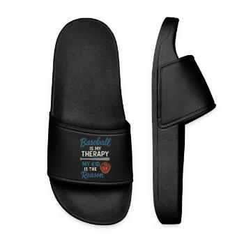 Baseball Mom Dugout Life Game Day Support Team Spi - Women’s Pool Sliders - black - Front
