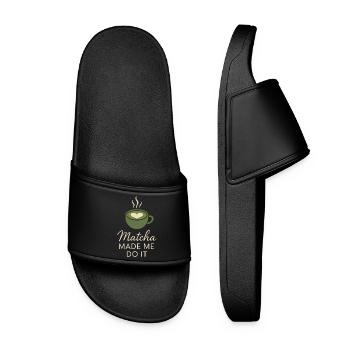 Matcha Aesthetic Latte Soft Girl Tea Over Coffee - Women’s Pool Sliders - black - Front