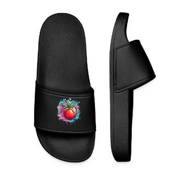 Graffiti tomato on wall - Women’s Pool Sliders - black - Front