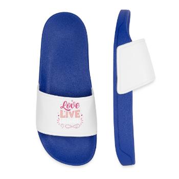 Love Live Laughter Saying for Joie de vivre - Women’s Pool Sliders - royal blue - Front