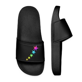 Colorful stars in rainbow colors - Women’s Pool Sliders - black - Front