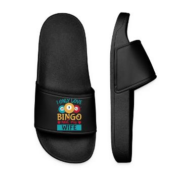 Bingo Game I Only Love My Wife & Bingo - Women’s Pool Sliders - black - Front