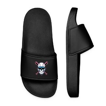 Baseball Skull Baseball Bat - Women’s Pool Sliders - black - Front