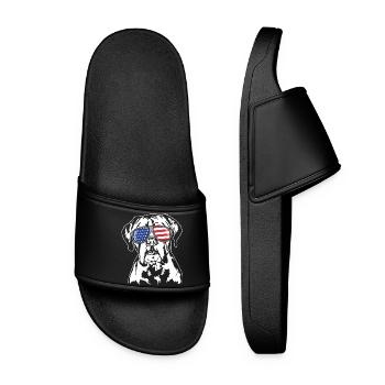 Boxer US Amérique Drapeau Chiens Chien Wilsigns - Claquettes Femme - noir - Devant