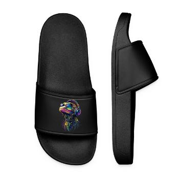 Lézard varan, reptile, dragon de Komodo, varan bagué, lézard - Claquettes Femme - noir - Devant