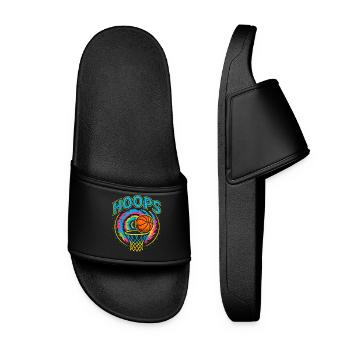 Hoops Basketball Sport Geschenkidee BBall - Frauen Badelatschen - Schwarz - Vorne