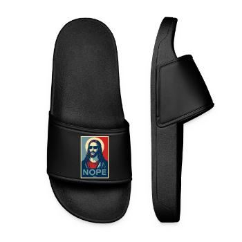 Jesus man with halo and sunglasses - Women’s Pool Sliders - black - Front