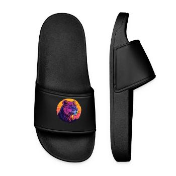 Lioness in a play of colors - Women’s Pool Sliders - black - Front