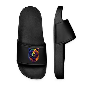 Brown Bear, Grizzly Bear, Bear Brothers, Forest, Wild Bears - Women’s Pool Sliders - black - Front