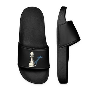 Schachspieler Bauer Design Schattenkreuz - Frauen Badelatschen - Schwarz - Vorne