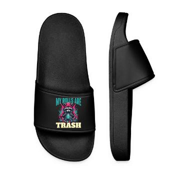 My Rolls Are Trash Funny Dice Quote RPG Humor - Women’s Pool Sliders - black - Front
