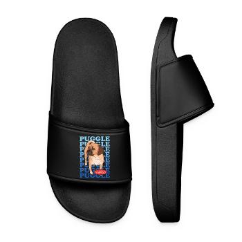 Puggle Hundebesitzer Geschenk - Frauen Badelatschen - Schwarz - Vorne