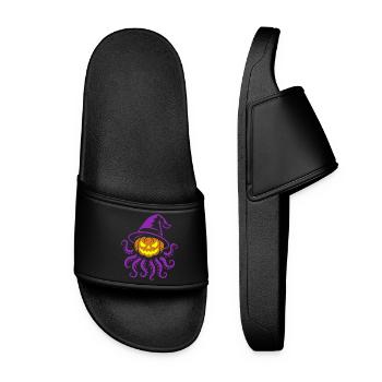 Octopumpkin - Spooky pumpkin with tentacles - Women’s Pool Sliders - black - Front