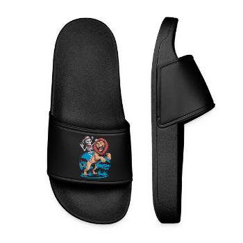 Lions and Skeleton Adventure Design - Women’s Pool Sliders - black - Front