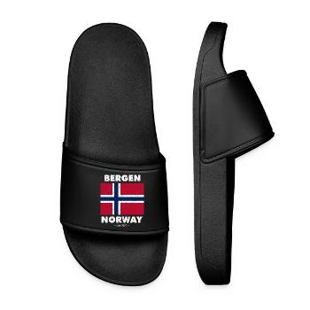 Norway Flag - Bergen - Norge - Norwegen - Frauen Badelatschen - Schwarz - Vorne