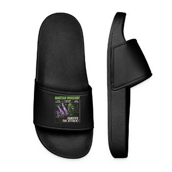 Mars Invasion Alien Movie Poster Halloween - Women’s Pool Sliders - black - Front