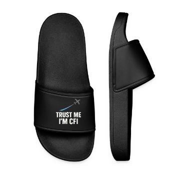 Flight Instructor Cfi Pilot Aviation Instructor - Women’s Pool Sliders - black - Front
