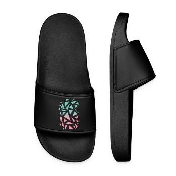 Triangle Pattern - Turquoise Pink - Women’s Pool Sliders - black - Front