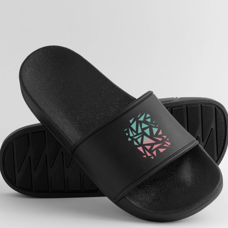 Triangle Pattern - Turquoise Pink Women’s Pool Sliders