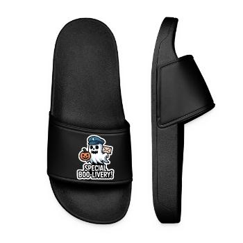 Postman Boo – Spooky Cute Halloween Ghost Delivery - Women’s Pool Sliders - black - Front