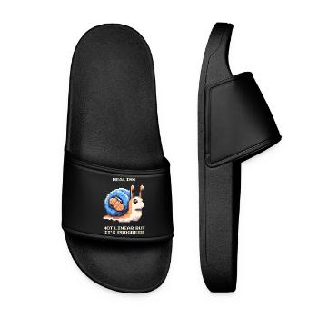Healing is not linear | Progress, Recovery - Women’s Pool Sliders - black - Front