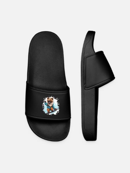 Chien Poméranien Snowboard - Claquettes Femme - noir