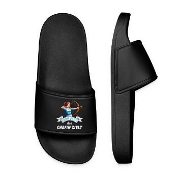 Bogenschützin Chefin zielt - Women’s Pool Sliders - black - Front