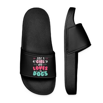 Chiens Chien Amoureux Chien Propriétaire Cadeau - Claquettes Femme - noir - Devant
