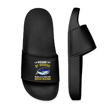 Original Fisherman Funny Humor Fishing Gift - Women’s Pool Sliders - black - Front