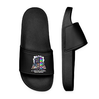 Funny If I Won The Lottery You'd Notice Yacht boat - Women’s Pool Sliders - black - Front