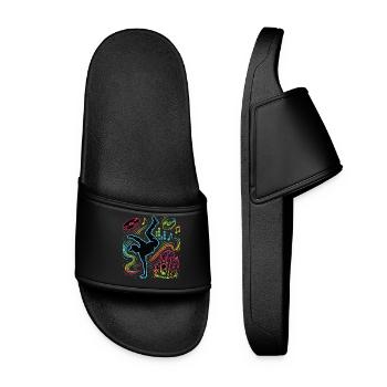 Breakdance Neon Style – Music & Street Art - Women’s Pool Sliders - black - Front