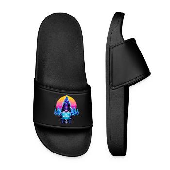 Cyberpunk Code Gnome - Synthwave Xmas Nerd - Women’s Pool Sliders - black - Front