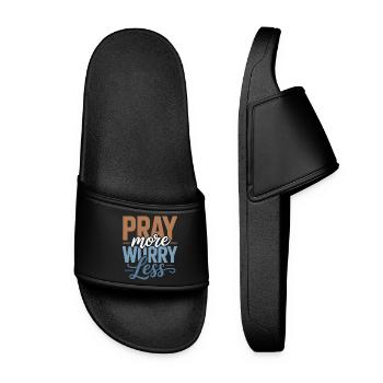 Prie plus, inquiète-toi moins - Claquettes Femme - noir - Devant