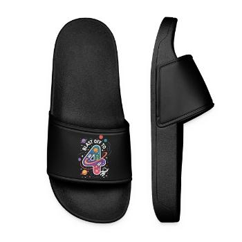 Departure into space 4th birthday children's birthday party - Women’s Pool Sliders - black - Front