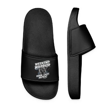 Weekend Warrior Hook Cast Repeat Angler Saying - Women’s Pool Sliders - black - Front