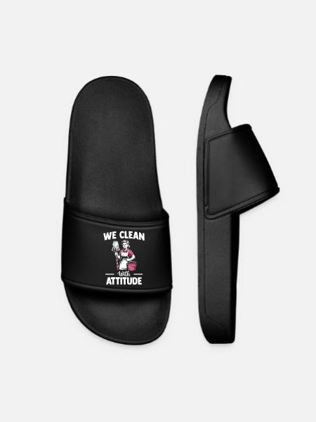 Cleaner Housekeeping Team Motif - Women’s Pool Sliders - black