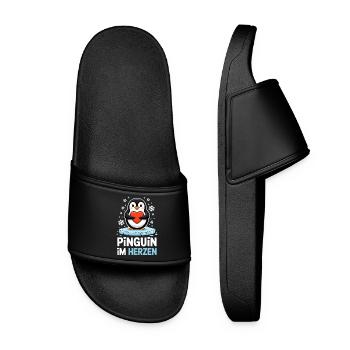 Pingouin au cœur Doux manchot d’hiver avec du cœur - Claquettes Femme - noir - Devant