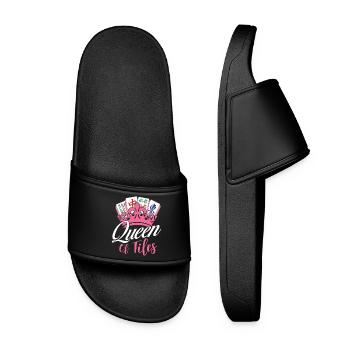 Queen Of Tiles Mahjong Lover Mah Jong - Women’s Pool Sliders - black - Front