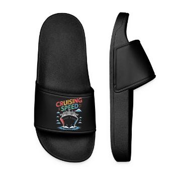 Cruising Speed Cruise Ship Print - Women’s Pool Sliders - black - Front