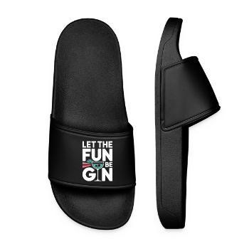Gin Let The Fun Be Gin & Tonic Liebhaber Party Gin - Frauen Badelatschen - Schwarz - Vorne